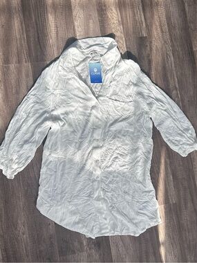 CUPSHE White Seersucker Tie Cuff Beach Cover Up NWT